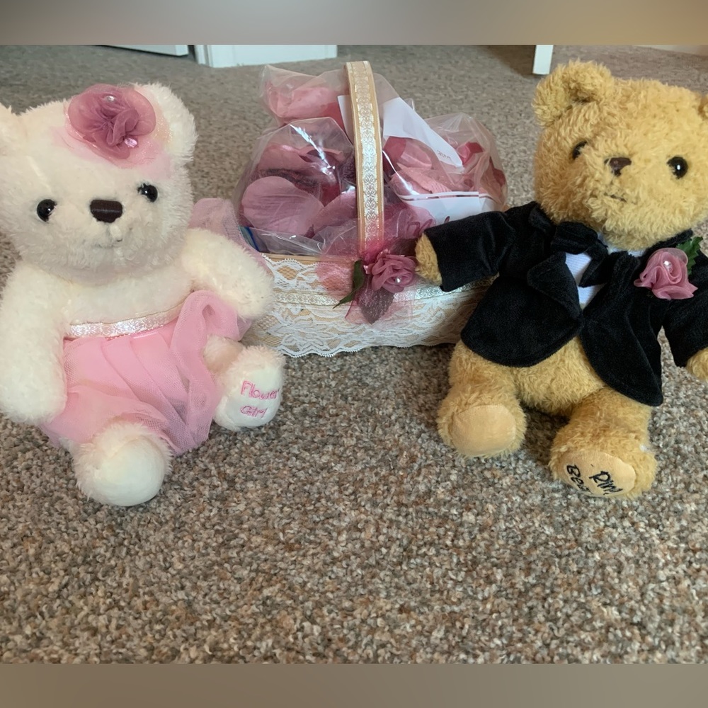 Flower girl and ring bearer set with basket -Light pink/ mauve